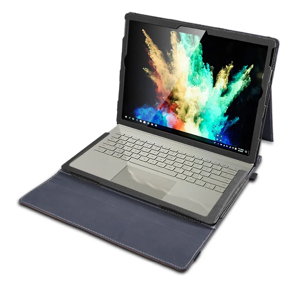 Деловые футляры для планшетов из искусственной кожи для microsoft Surface Book 2 15-дюймовый чехол для планшета 1" откидная крышка с ремешком на руку и держателем для ручек