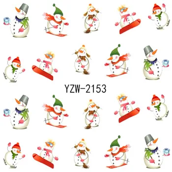 WUF 1 Sheet Nail Art Water Decals Snowman Christmas Stickers Water Transfer Nail Art Tattoo 2153