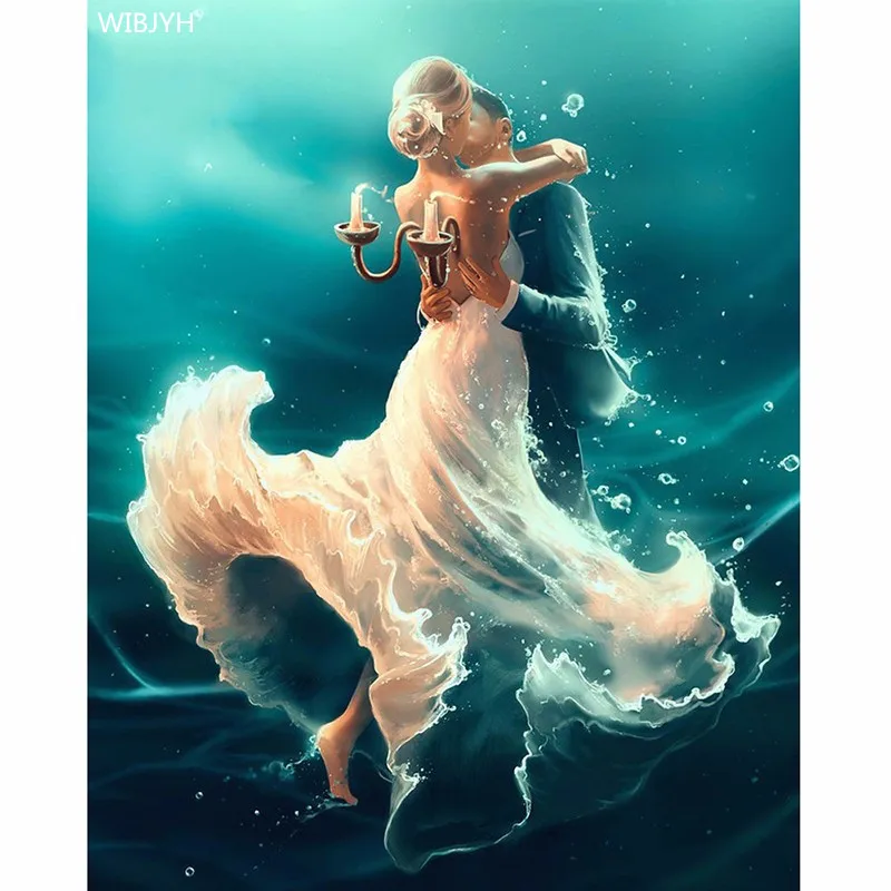 

Diy Full Diamond Mosaic Couple Dancing in Water Round Rhinestone Diamond Painting Cross Stitch kits Diamond Embroidery Patterns