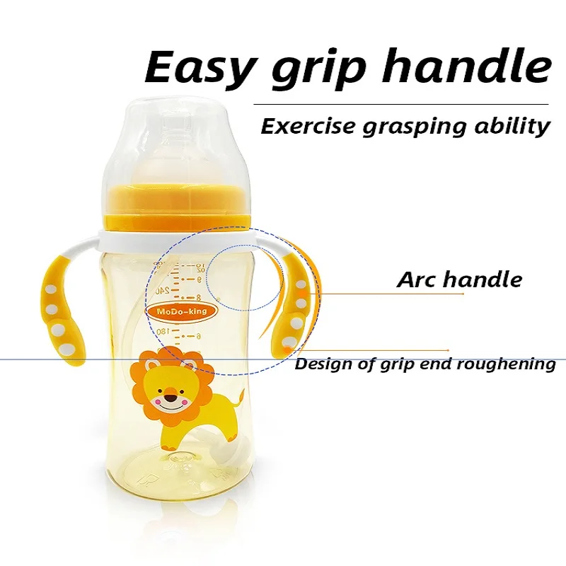 2019 MoDo-king Baby Feeder Bottle 300ml PPSU material Silicone Nipple Wide Caliber Drinking Sippy Cup | Мать и ребенок