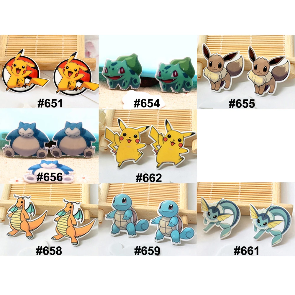 

80pcs Mixed Japan Cartoon Character Pokemon Flatback Resin Planar Varied Resin Cabochon DIY Craft Embellishments 8 Designs