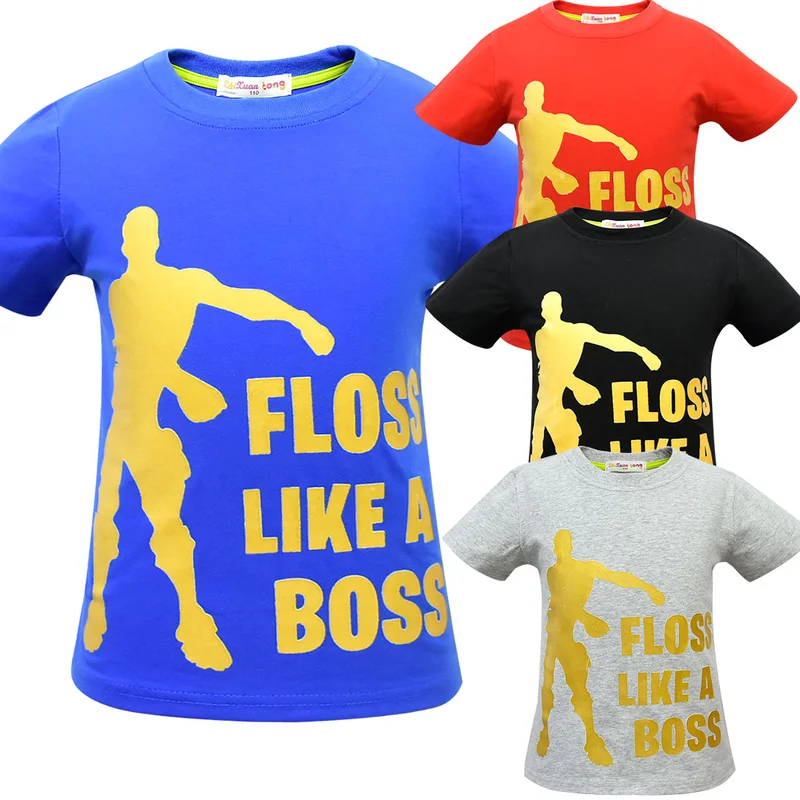 

Gold Print Boys Roblox T Shirts Battle Cotton Girls Floss Like A Boss Kids Game Cartoon Tops Clothes Fortress Royale Costume