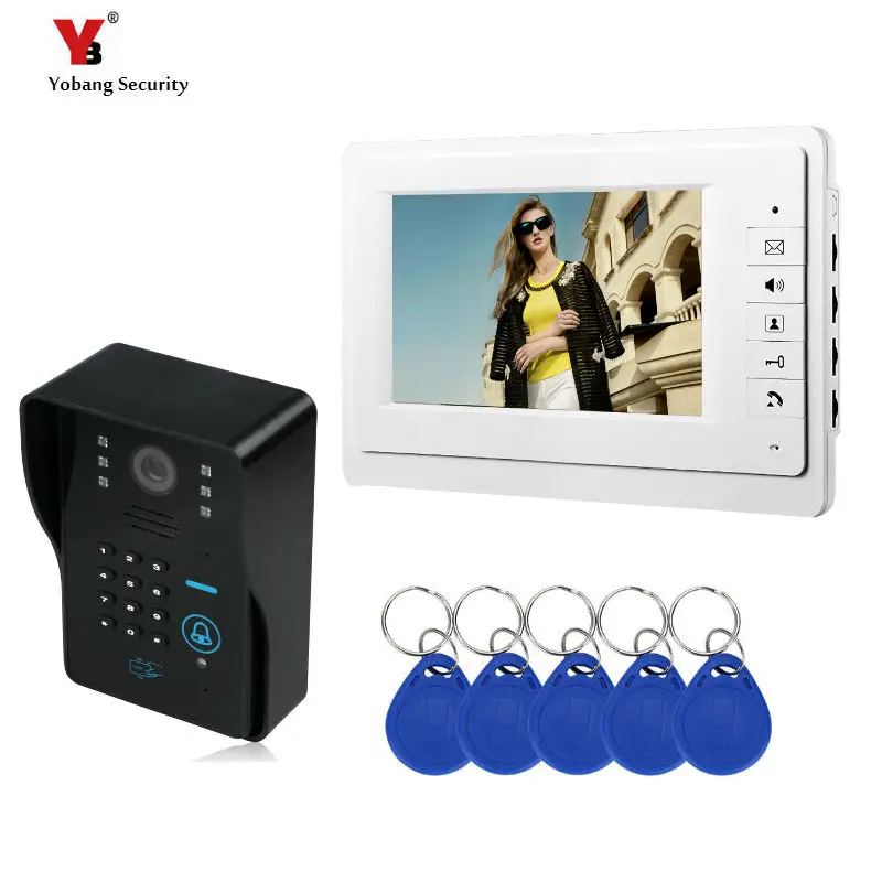 

SmartYIBA 7 Inch Home Security Video Door Bell Number Code Rfid Intercom Doorbell IR Camera Wired Video Door Entry Call System