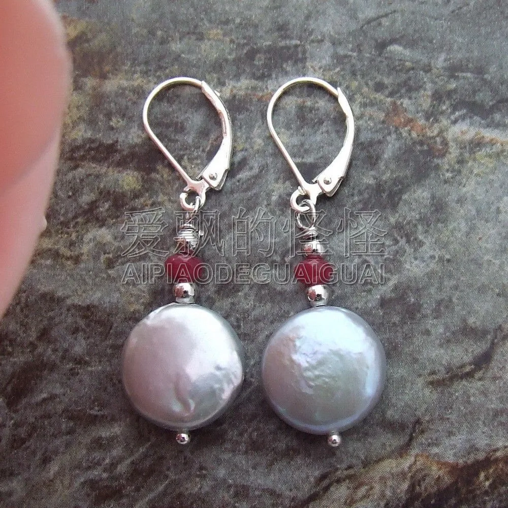 

Women's Coin Pearl Earrings-925 Silver lever Back