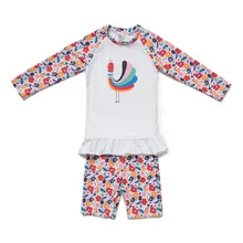 Девочки UPF 50+ защита от солнца рашгарды из двух частей с солнцезащитной крышкой