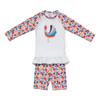 

Girls UPF 50+ Sun Protection Rashguards Two Pieces with Sun Cap