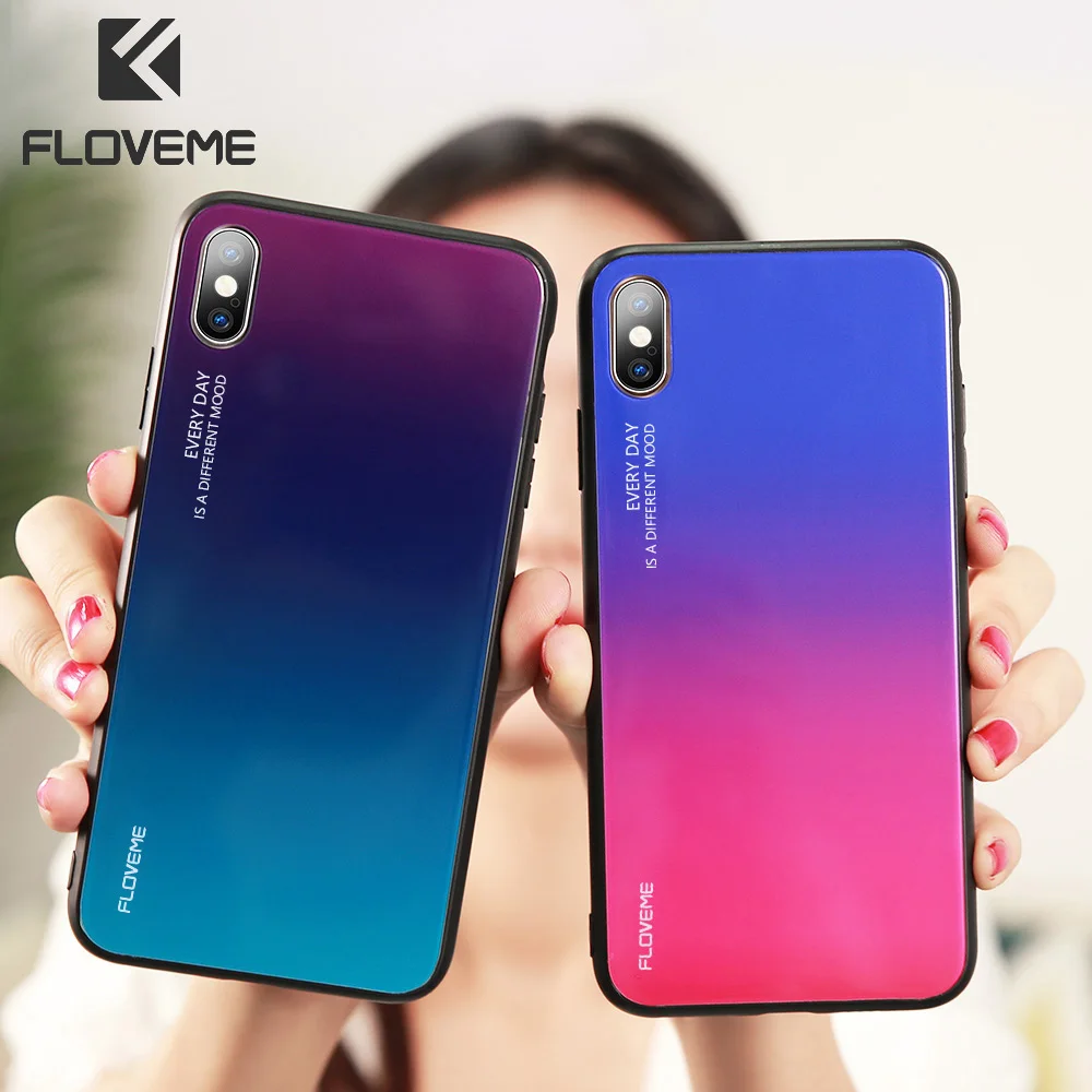 

FLOVEME Gradient Phone Case For Huawei P20 Lite P30 Pro Tempered Glass Cover for Huawei Mate 20 Lite Capa Luxury Phone Cases