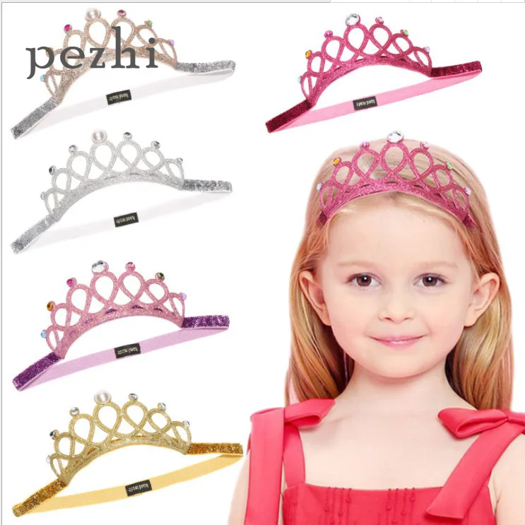 Корона обруч для волос в европейском и американском стиле детская резинка для волос производителей модные детские пудра с блестками воды дрель обруч