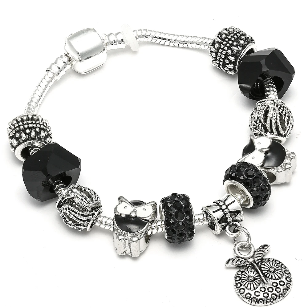 Dropshipping Vintage Owl Charm Pandora Bracelets Fit Diy Original Women