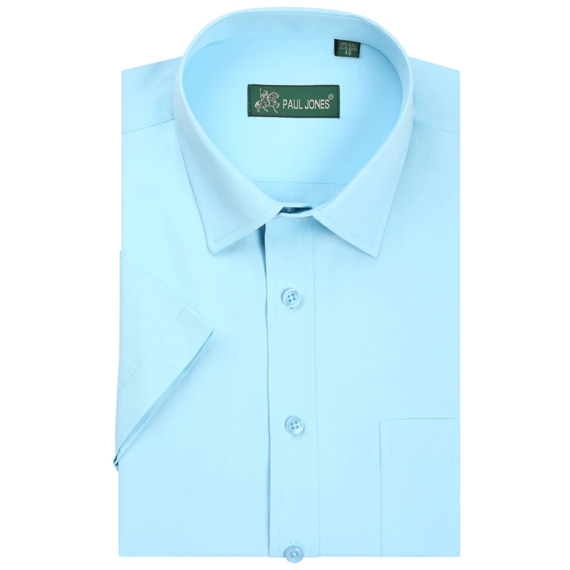 Для мужчин; короткий рукав Solid Dress Shirt Slim-Fit Non-Iron работы Рубашки для мальчиков Формальные Бизнес социальных Рубашки для мальчиков легко средства ухода за мотоциклом и Средства ухода за мотоциклом - Цвет: CZPJ4508