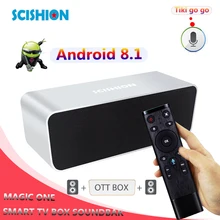 Magic One 2-IN-ONE Android 8.1 smart tv box Soundbar Quad-core DDR3 2G 16GB Voice Search Remote Control for xiaomi mi box (p40)