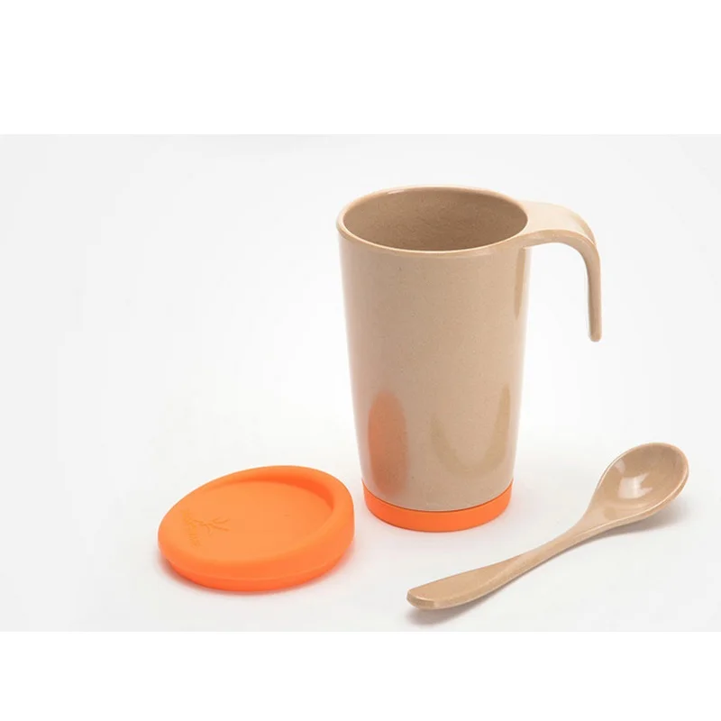 

Food Grade Eco Milk Mug cup Ceramic Coffee cup Tea Cup Mugs With lid Friendly Healthy Bamboo Fiber Drinkware Travel Cup Powder