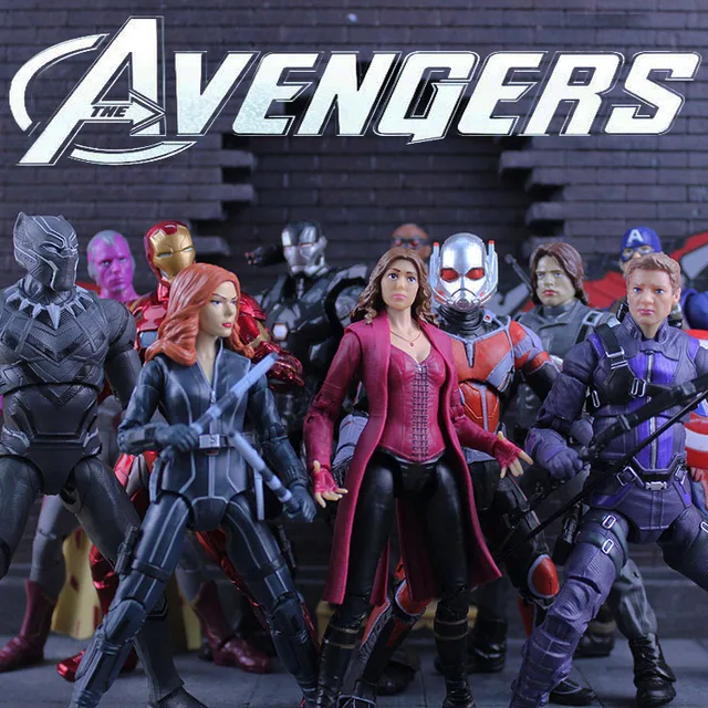 Captain America Civil War Avengers Iron Man Black Panther Scarlet Witch Vision Falcon PVC Action Captain America Civil War Avengers Iron Man Black Panther Scarlet Witch Vision Falcon PVC Action