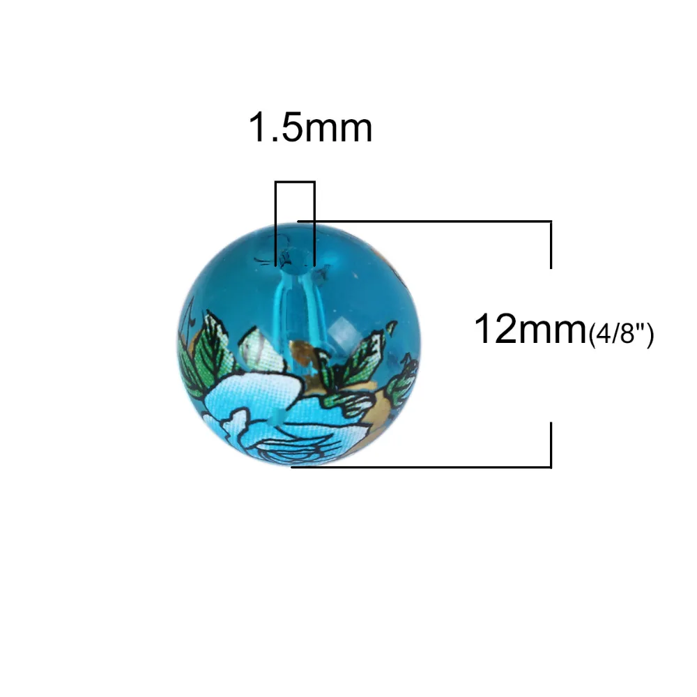 DoreenBeads, стеклянные винтажные японские бусины Tensha, Круглые, произвольные, с цветочным узором, прозрачные, около 12 мм(4/"), диаметр, 5 шт