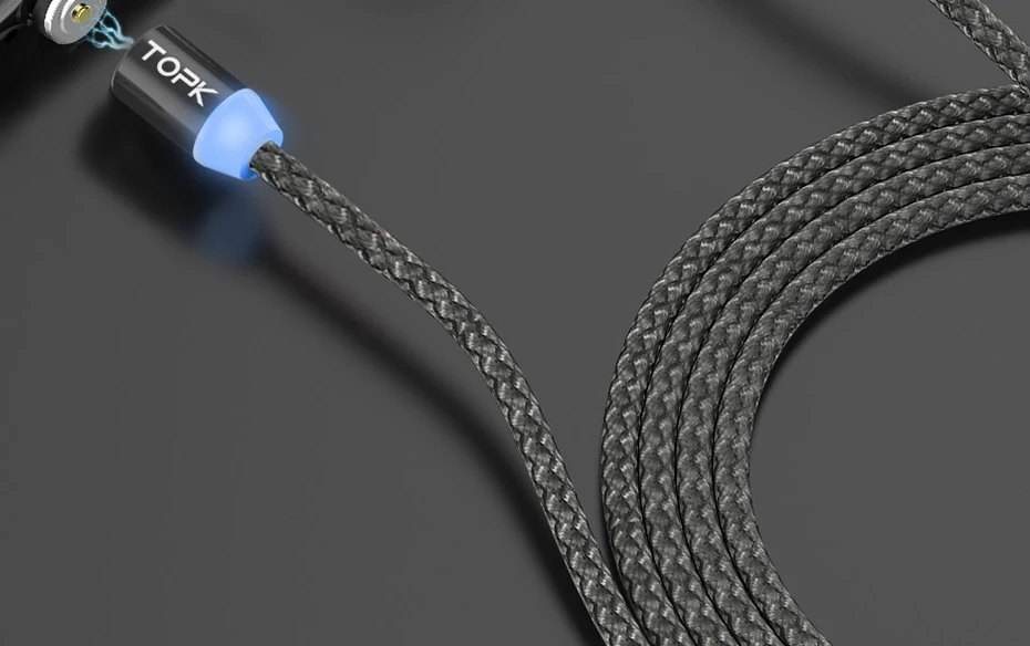 TOPK [10-Pack] светодиодный магнитный кабель Micro USB кабель для Xiaomi Redmi Note 5 Pro samsung Galaxy S7 edge Microusb зарядный кабель