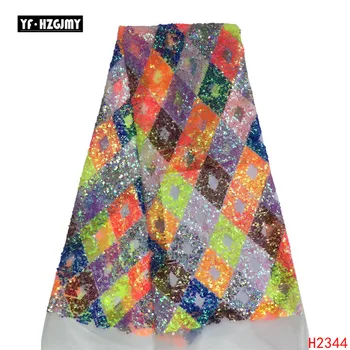 

YF HZGJMY Nigerian Lace High Quality Tulle Embroidery Dress Net Lace 2019 Multi Color Sequin African Lace Fabric A2344