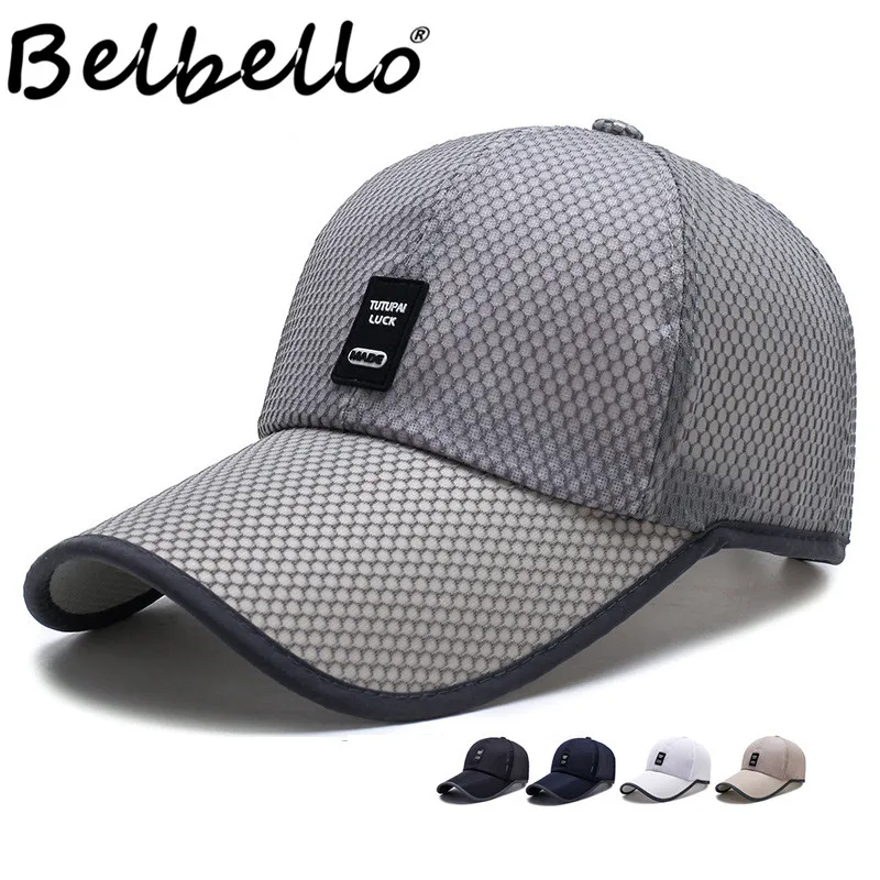 Belbello летняя дышащая солнцезащитная Кепка шапка с сеткой Мужская бейсболка с удлиненными полями Солнцезащитная шляпа