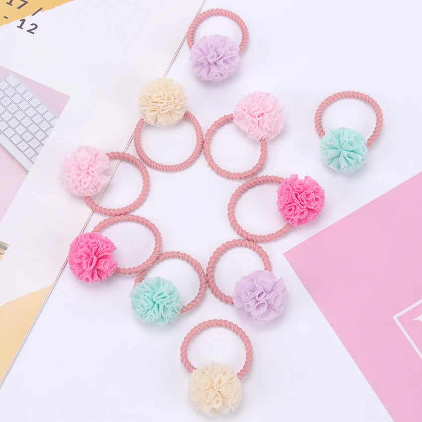 2PCS Cute Little Girls Hair Ties Ball Elastic Hair Band For Kids Hair Ropes Hair Accessories