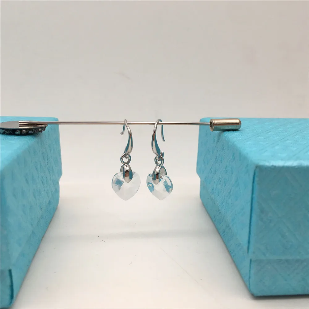 Swarovski crystal heart earrings-Crystal001