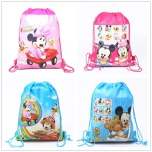 Disney new cartoon mickey mouse pattern bundle pocket double sided non woven cloth Drawstring bag school