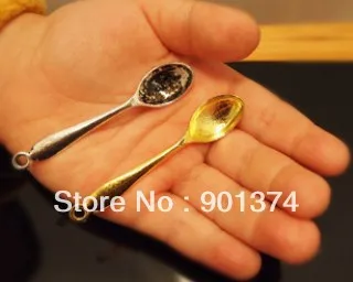 

New snuff spoon, small head, for a wide-mouth containers, gold and silver color/ snuff bottle accessory/ popular in Europe,