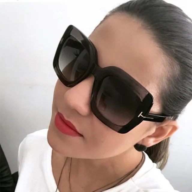 Ladies Oversized Square Sunglasses Retro Women Tom Brand Designer Large Frame Glasses Fashion