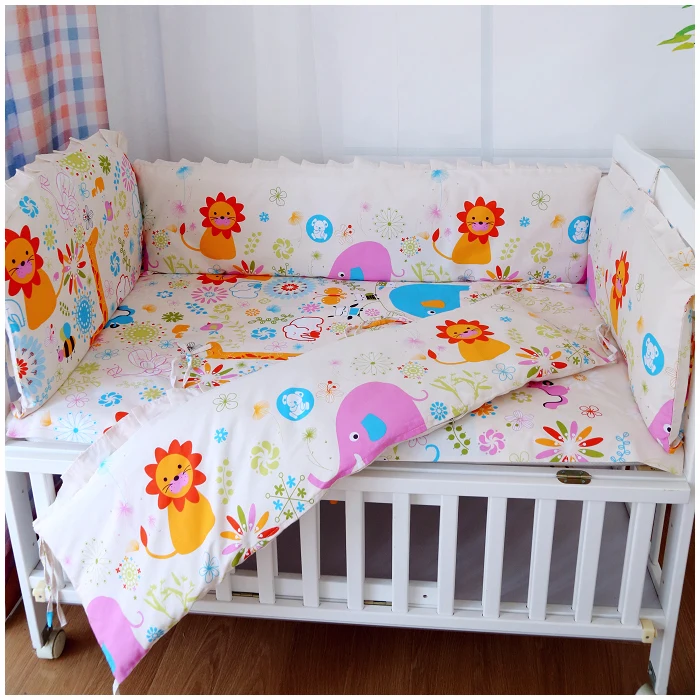 تعزيز! الطفل الفراش مجموعة قطعة 6 مفروشات السرير تعيين 100% القطن وسائد سرير الديكور( bumpers+sheet+pillow تغطية)