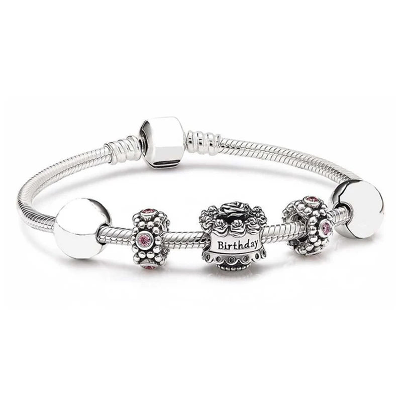 

100% 925 Sterling Silver SALE - Birthday Gift Set fit DIY Original charm Fashion Bracelets jewelry Gift