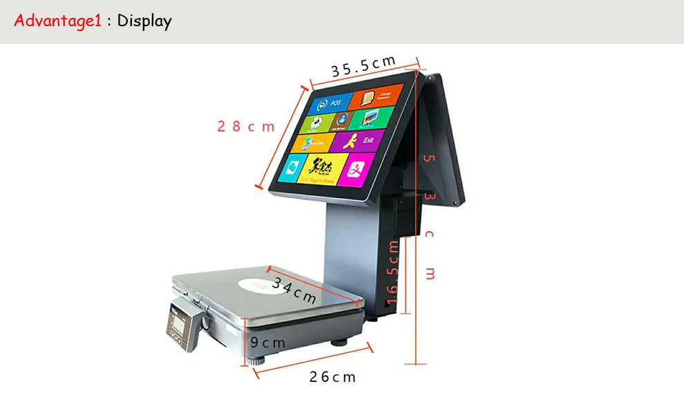 Новые цифровые весы все в одном кассовый аппарат сенсорный экран POS со встроенным 58 мм Термопринтер для фруктовых магазинов