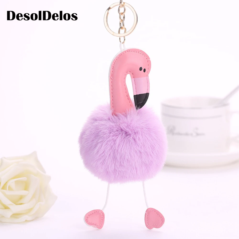 

2019 Cute Flamingo pompom keychain Pendant Birthday Party Decorations Phone Car Bag Hanger Accessories Bridesmaid