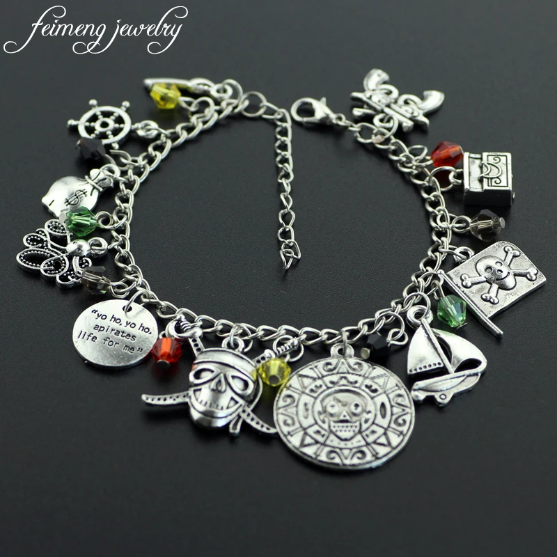 Feimeng Jewelry Pirates Of The Caribbean Charm Bracelet Skull Coin Feimeng Jewelry Pirates Of The Caribbean Charm Bracelet Skull Coin Octopus Anchor For Women Fashion Accessories