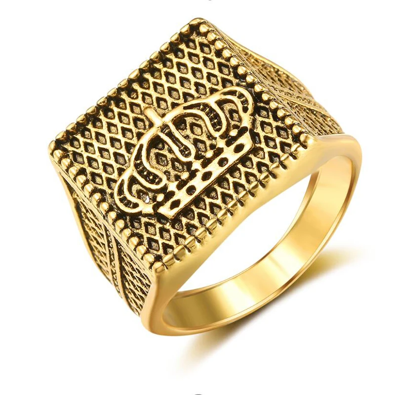 

2019 New Crown Signet Ring for Men Women Vintage Gold/Silver Color Party fashion Jewelry Women Rings Gifts bijoux femme #8.9.10