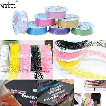 

Lace Hollow Tape DIY Sticker Photo Album Diary School Scrapbooking Supplies Decor Adhesive Tape Office Stationery (Random Color)