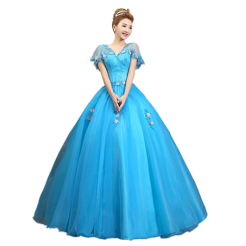 Бальное платье кружевное Quinceanera 15 милых 16 пышных платьев синего цвета бальное для