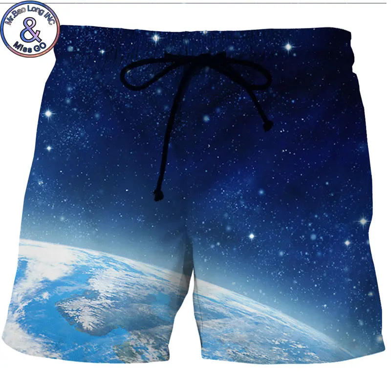 Mens Hipster Hip Hop Beach Board Shorts Trunks 2018 3D Space Galaxy