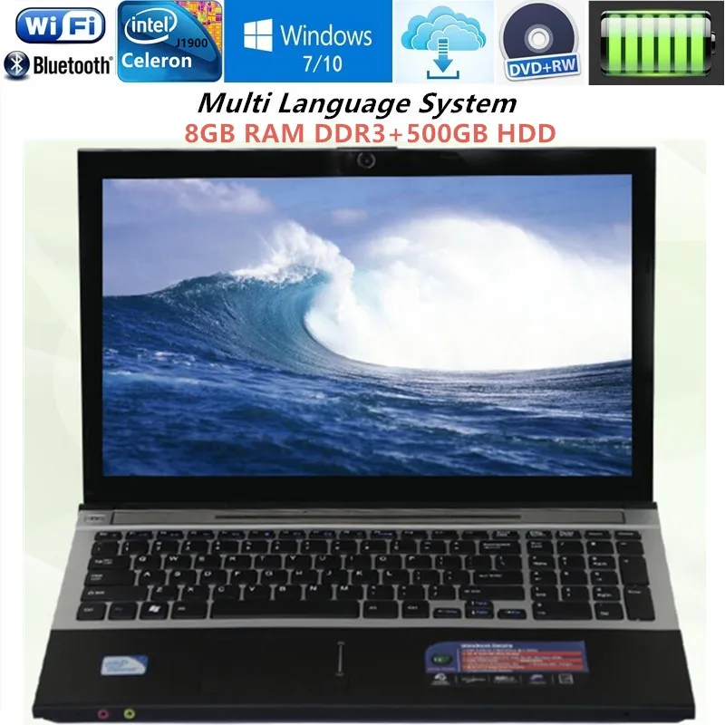 Achat 8 gb RAM DDR3 + 500 gb HDD 15.6 pouce 1920*1080 p Intel Pentium N3520 Quad Core Ordinateur Portable windows10 Bluetooth Portable DVD RW Home Office