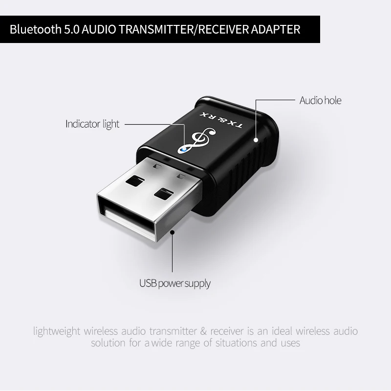 Usb-радиоприемник передатчика Bluetooth V5.0 Аудио Стерео адаптер для ТВ ПК автомобиля bluetooth-динамика наушников