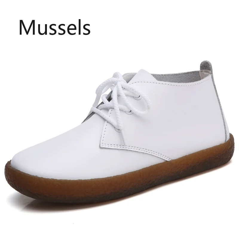 

2019 spring Autumn Solid Soft Genuine Leather Rubber Casual Non Slip Soft Comfortable Bottom Women Leisure Shoes plus size 35-43