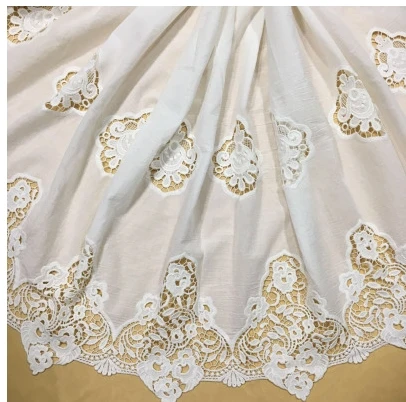 

Cotton Unilateral Positioning Water Soluble Embroidery Lace Fabric Skin-friendly Soft Summer Dress Lace Fabric RS880