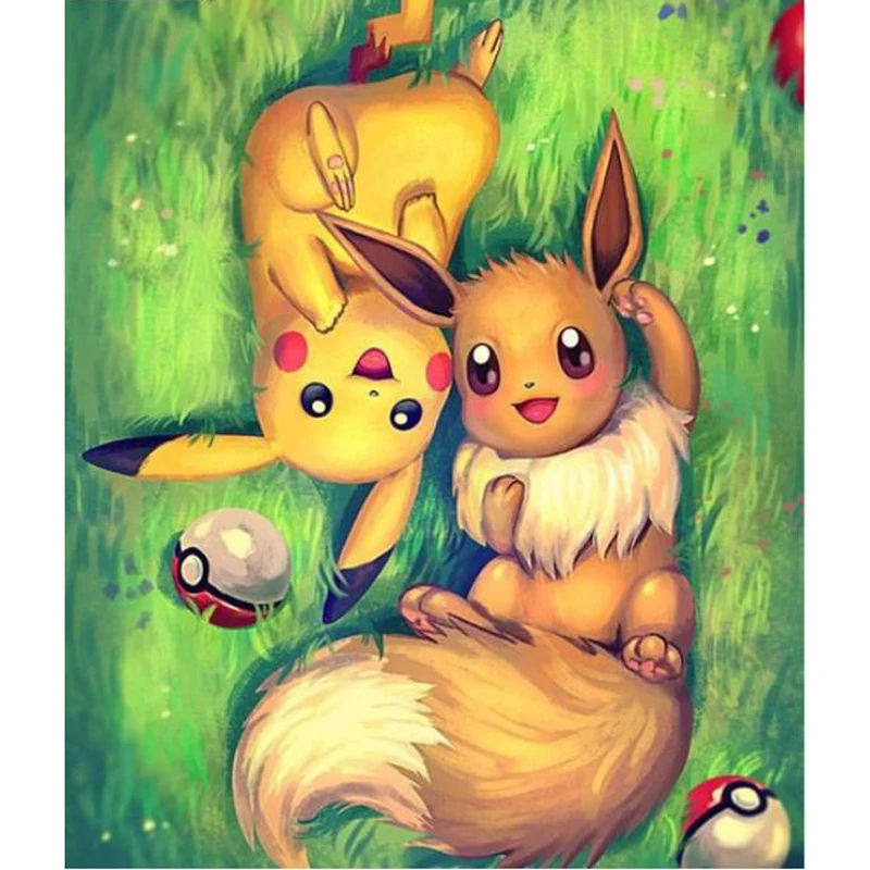 

2019 New 5D Diy Diamond Painting Cartoon Pokemon Full Square Diamond Embroidery Of Rhinestones Pikachu Home Decor Craft