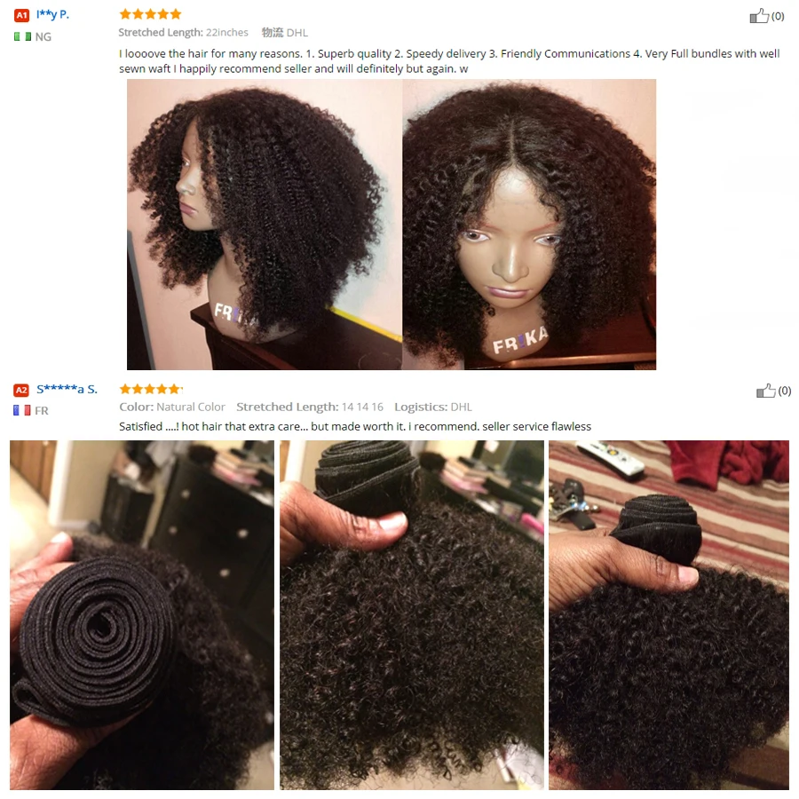 Mongolian Afro Kinky Curly Hair Bundles With Closure SAY ME Remy Human Hair Bundles With Closure 2/3 Bundles With Lace Closure