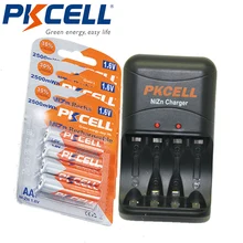 PKCELL – batterie NIZN rechargeable AA 1.6V 2500mWh NI-ZN, 12 pièces, chargeur pour piles AA/AAA