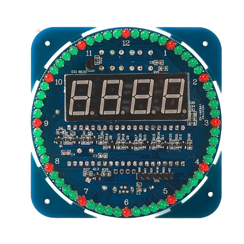 Вращающийся цифровой СВЕТОДИОДНЫЙ Модуль DS1302 с будильником, электронные цифровые часы, светодиодный дисплей с температурным дисплеем, набор для обучения, 5 В