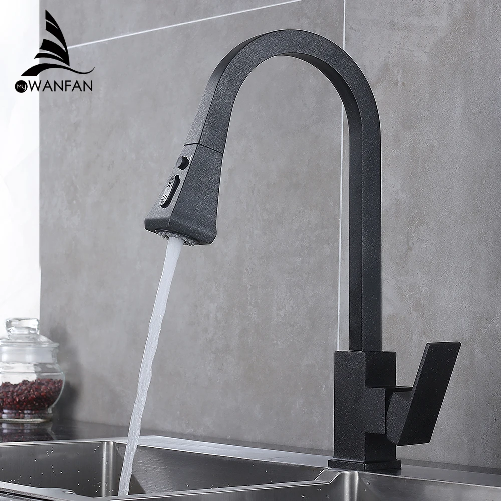  Kitchen Faucets Silver Single Handle Pull Out Kitchen Tap Single Hole Handle Swivel 360 Degree Wate - 32998809166