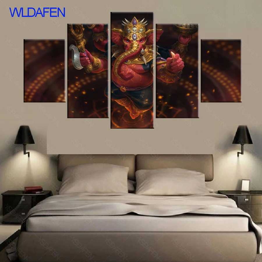 Canvas Wall Art Home Decor For Living Room HD Prints 5 Pieces Ganesha