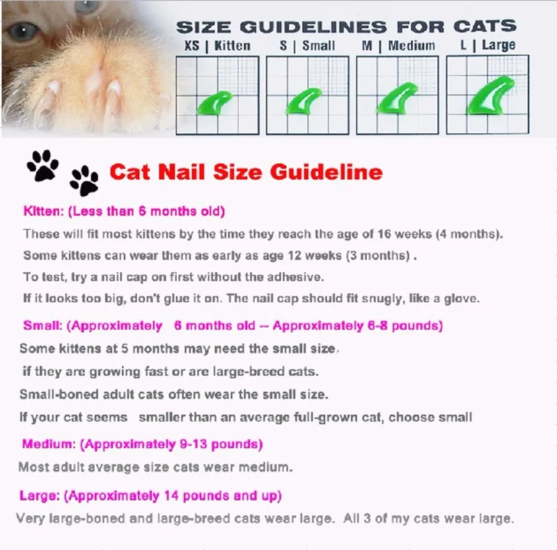 Цветные мягкие колпачки для ногтей в виде когтей для кошек, 100 шт./лот+ Бесплатный 5x Клей в подарок для домашних животных