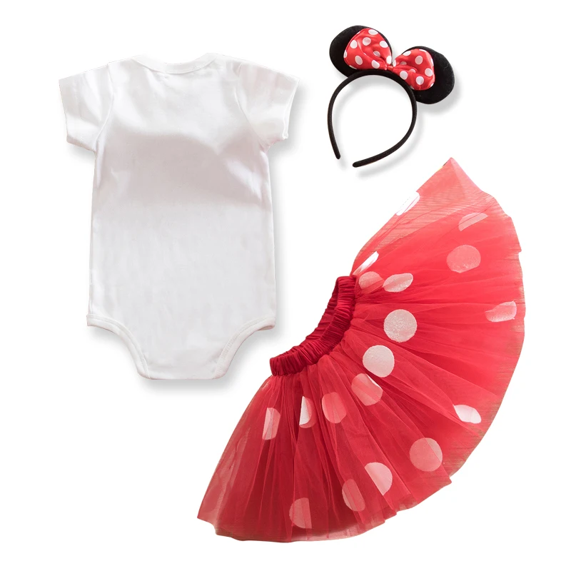 Minnie Dress Baby With Cute Mouse Headband 1 Year Girl Baby Birthday Dress 2nd Birthday Outfit Cartoon Minnie Dresses For Babies