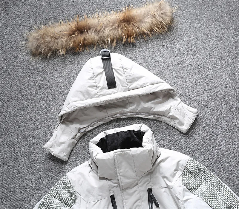 Зимняя куртка на утином пуху, толстое мужское модное пуховое пальто с капюшоном, ветрозащитная Водонепроницаемая Лыжная одежда