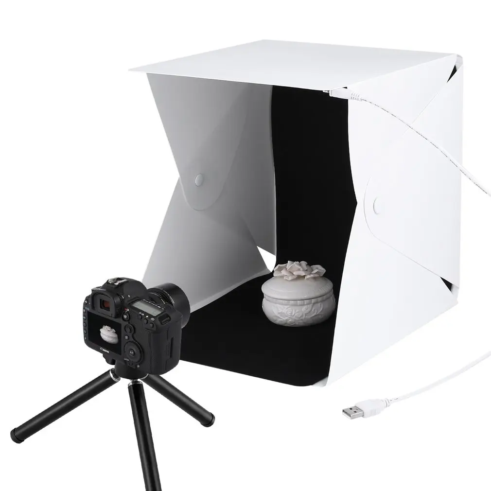 

Folding Portable Room Photo Light Box LED Studio Softboxes Photography Lighting Tent Kit 4 Colors Backdrops Switch Control