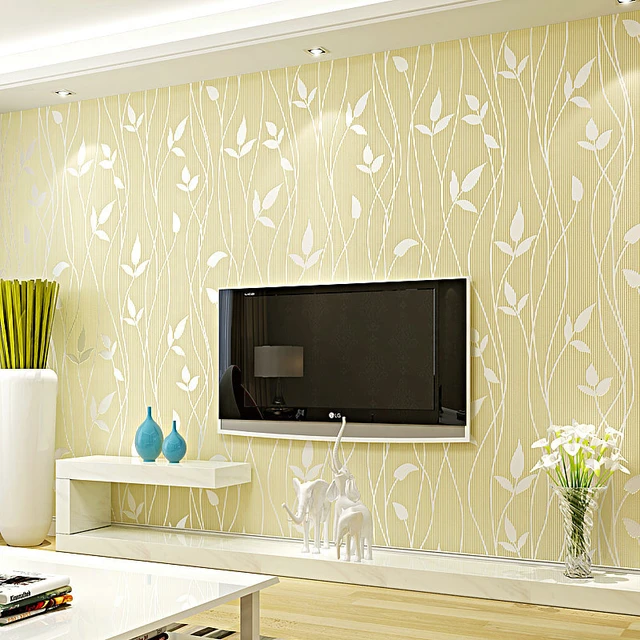 Online Daun Beibehang Stereo Berkelompok Wallpaper Ruang Tv Image